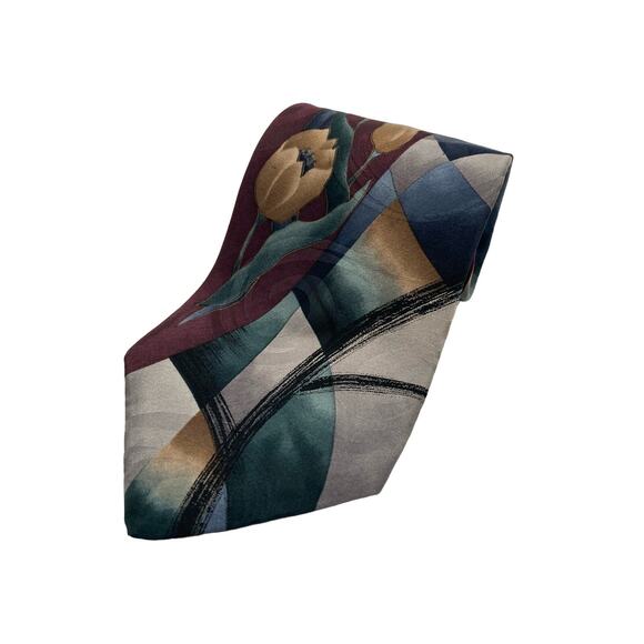 Pierre Cardin Abstract Geometric Silk Extra Long Necktie  65"L x  4"W - Picture 1 of 6